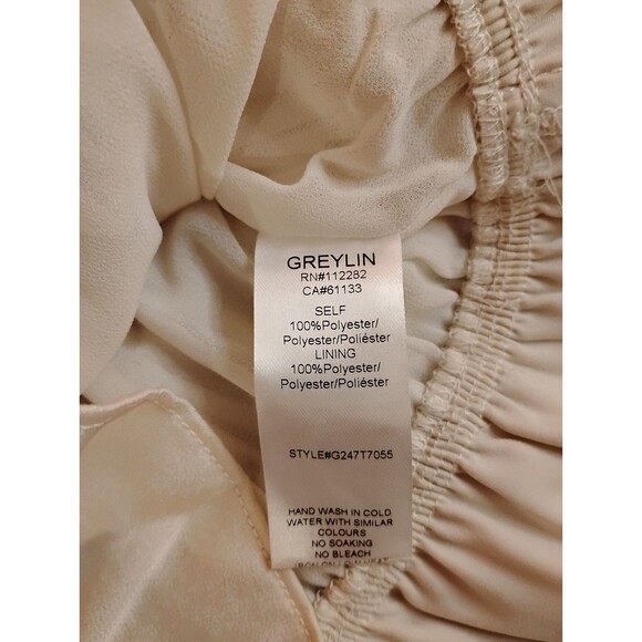 Women's Greylin Satin Square Neck Smocked Long Sleeve Blouse Ivory Small - Picture 8 of 8